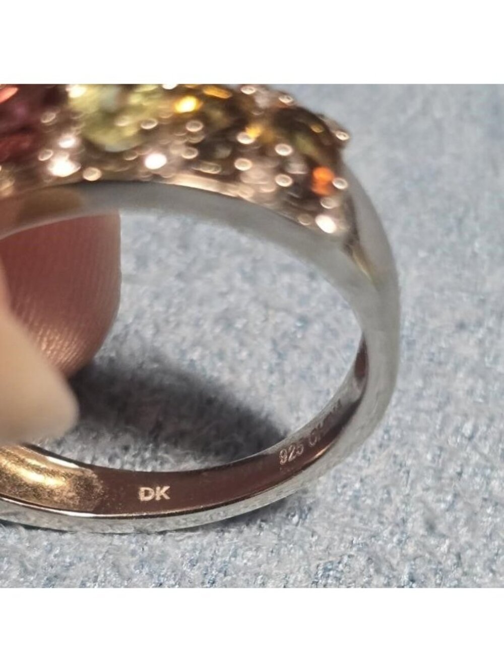 DK Sterling Silver Multi Color Tourmaline Band Ring Size 7 - Picture 5 of 7